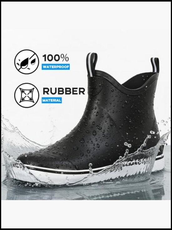 Men\'s Waterproof Ankle Rain Boots Non-Slip Rubber Deck Boots for Boating main image 4
